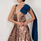 Bow-Shoulder Sequin Gown