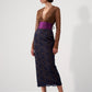 Lace colour blocking dress