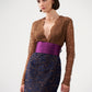 Lace colour blocking dress