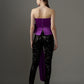 Strapless Bustier With Draped Fabric And Stitched Bow