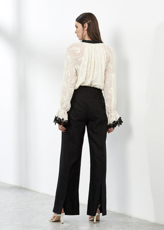 Ivory Blouse With Contrast Detailing