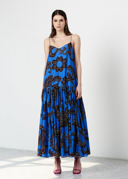 Printed Drop Waisted Slip Dress