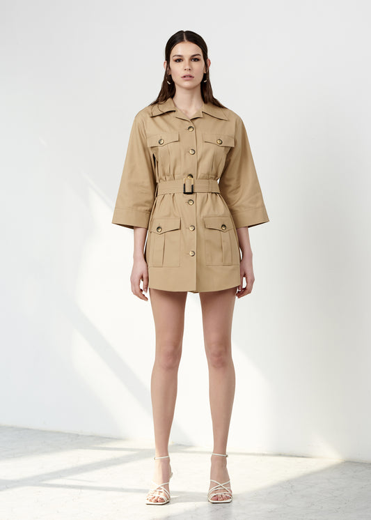 Camel Brown Shirt Dress