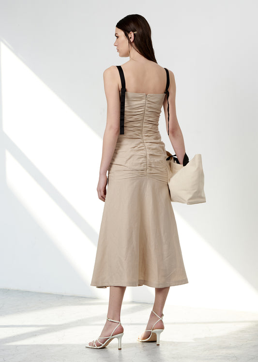 Ruched Drop Waist Dress