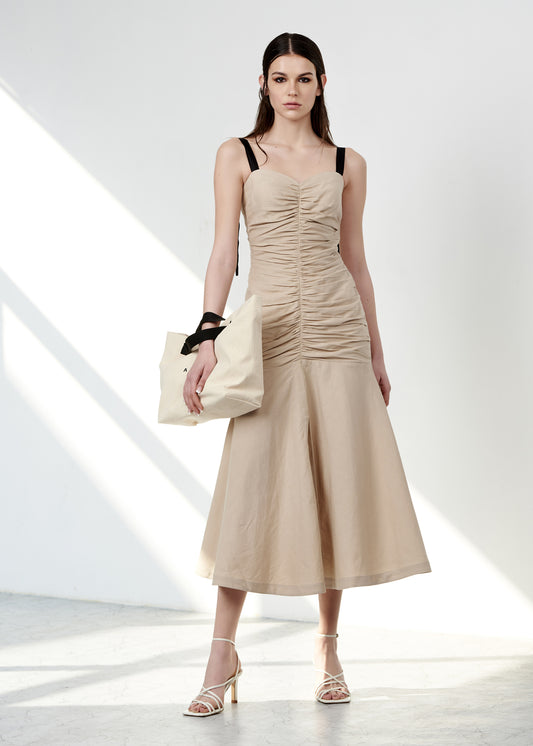 Ruched Drop Waist Dress