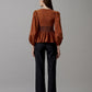 V Neck Blouse With Smocked Waist