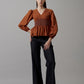 V Neck Blouse With Smocked Waist