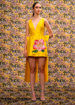 Plunge Neck Embroidered  Dress