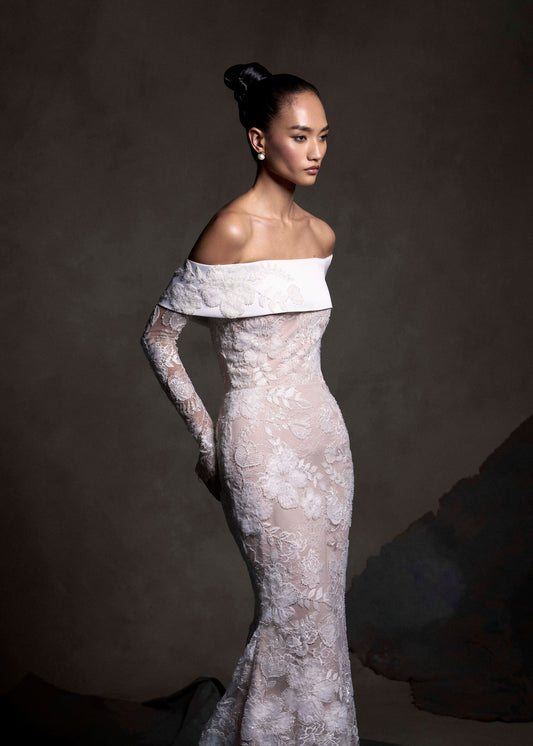Pearl Reverie Off-Shoulder Gown
