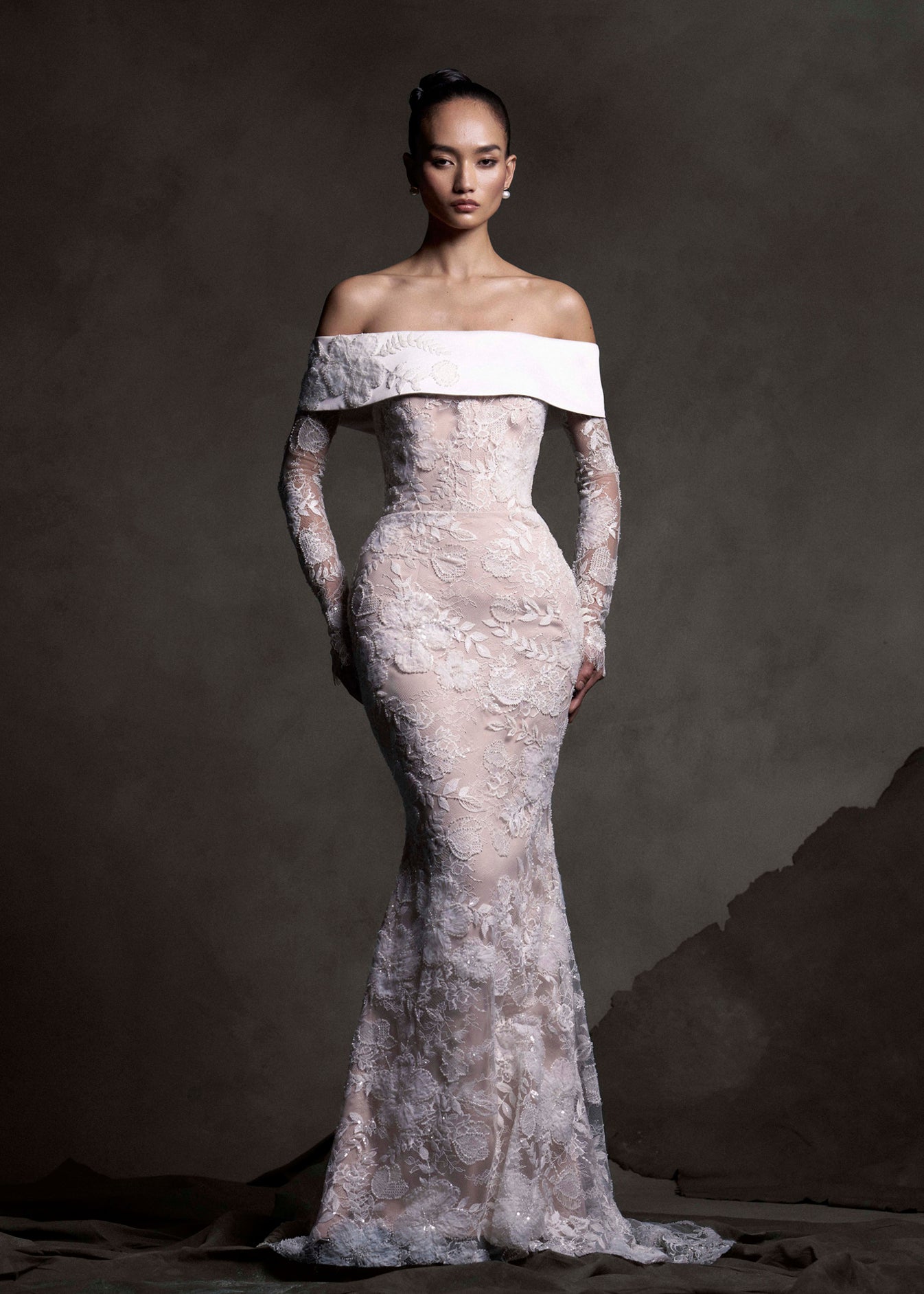 Pearl Reverie Off-Shoulder Gown