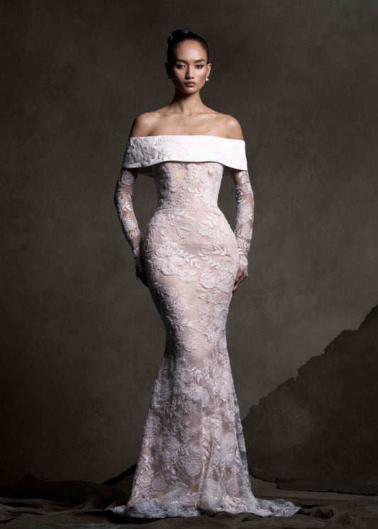 Pearl Reverie Off-Shoulder Gown