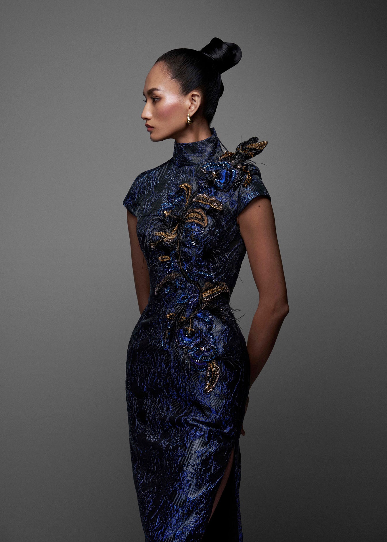 Embellished Jacquard Gown