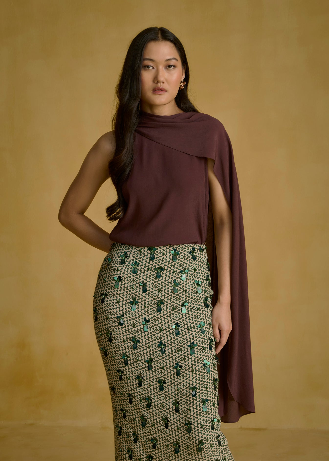Embroidered Pencil Skirt