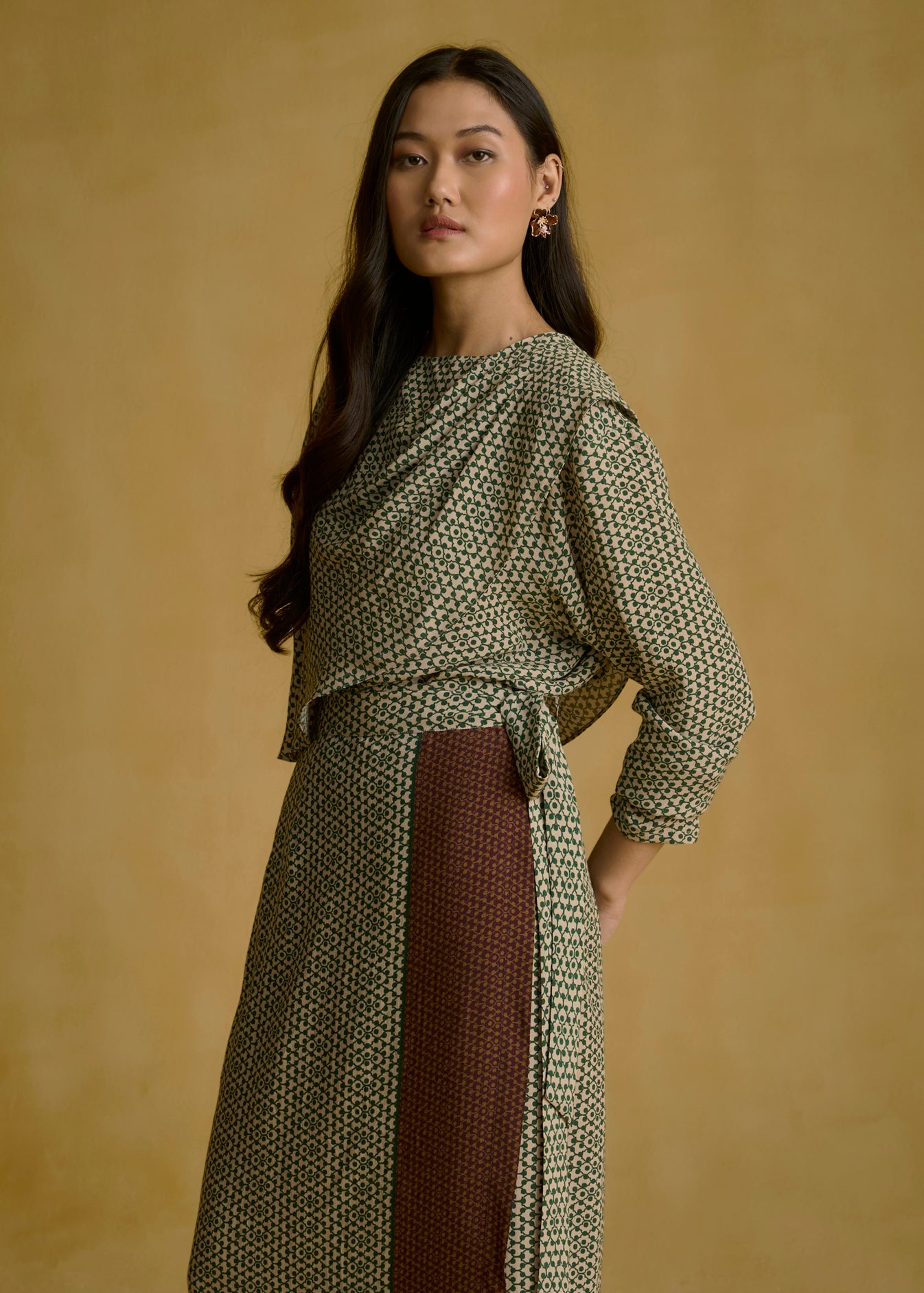 Printed Drape Blouse