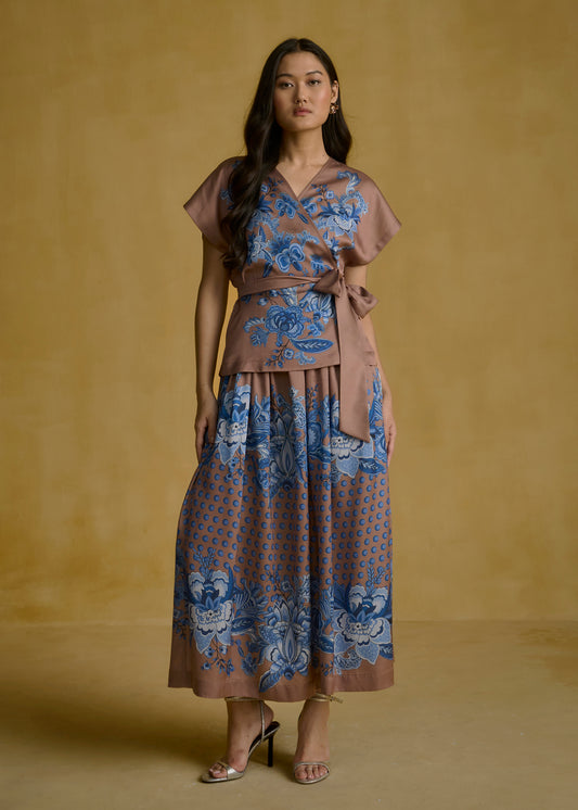 Porcelain Bloom Wrap Top