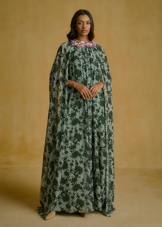 Forest Bloom Cape Gown