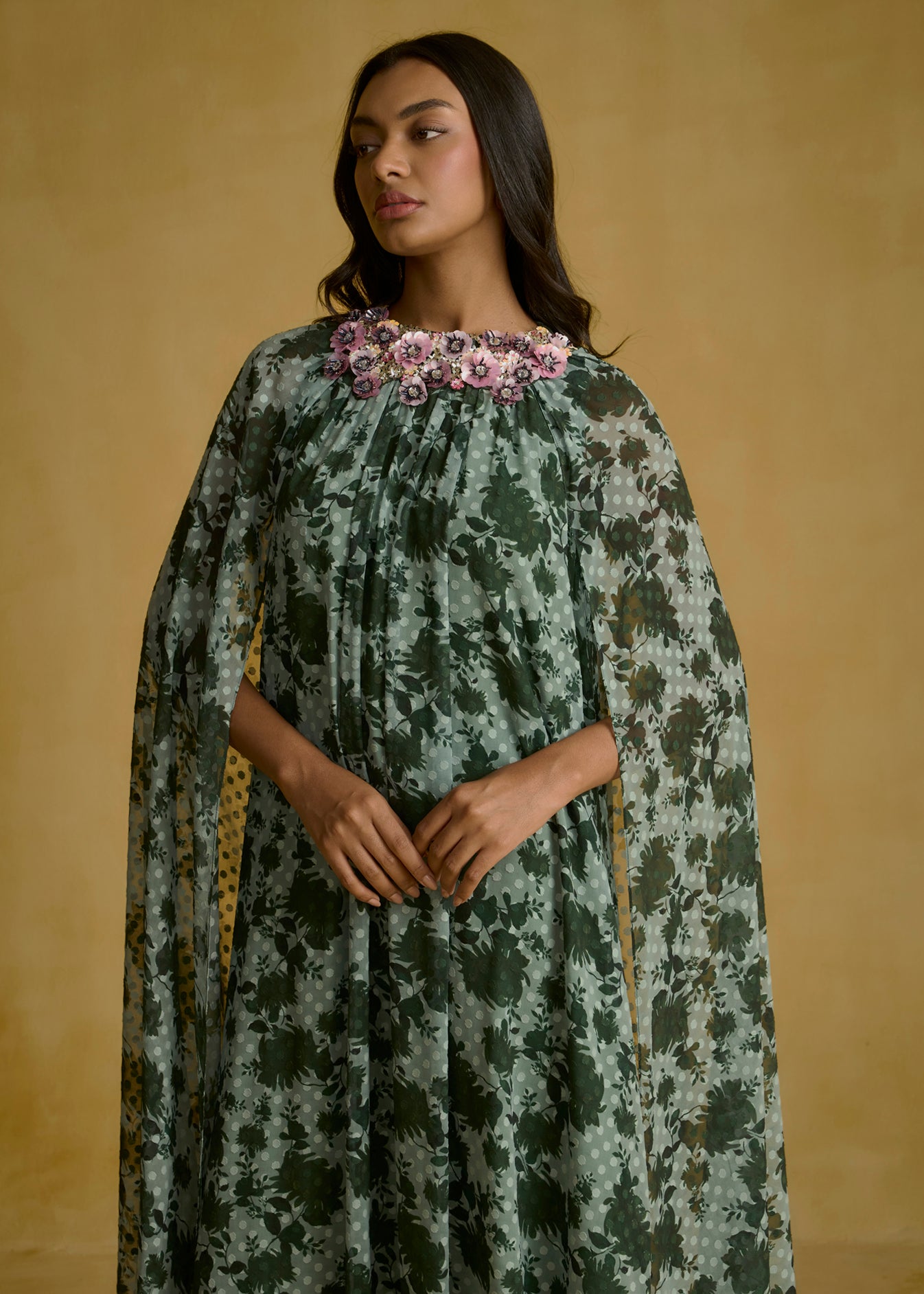 Forest Bloom Cape Gown