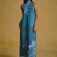 Teal Blossom Halter Neck Dress