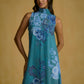 Teal Blossom Halter Neck Dress