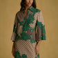 Emerald Embroidered Shift Dress