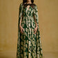 Cape Dress with Embroidered Neck