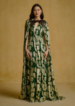 Cape Dress with Embroidered Neck