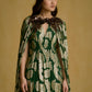 Cape Dress with Embroidered Neck