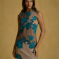 Teal Embroidered Shift Dress
