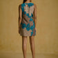 Teal Embroidered Shift Dress