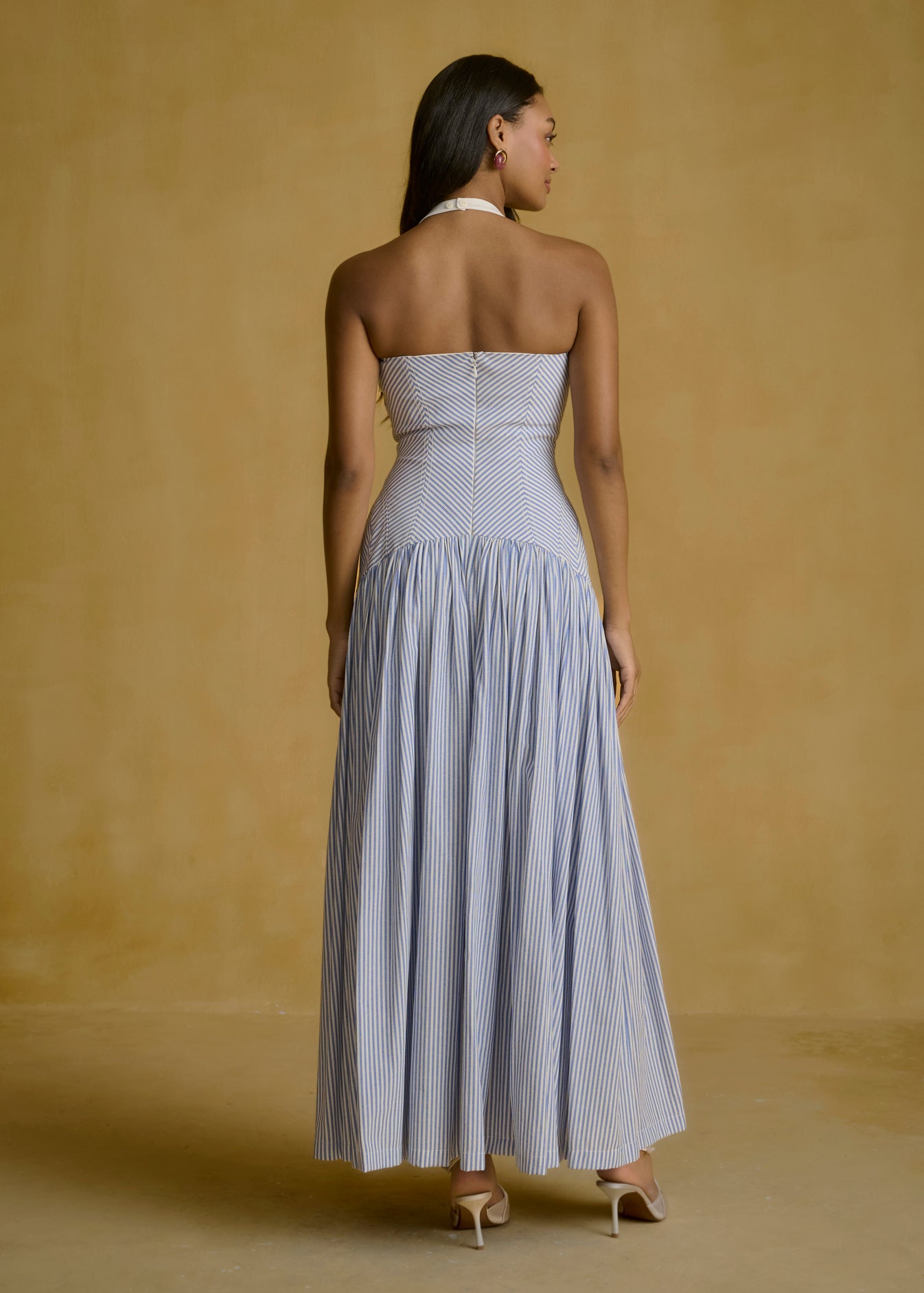 Pinstripe Corset Midi Dress