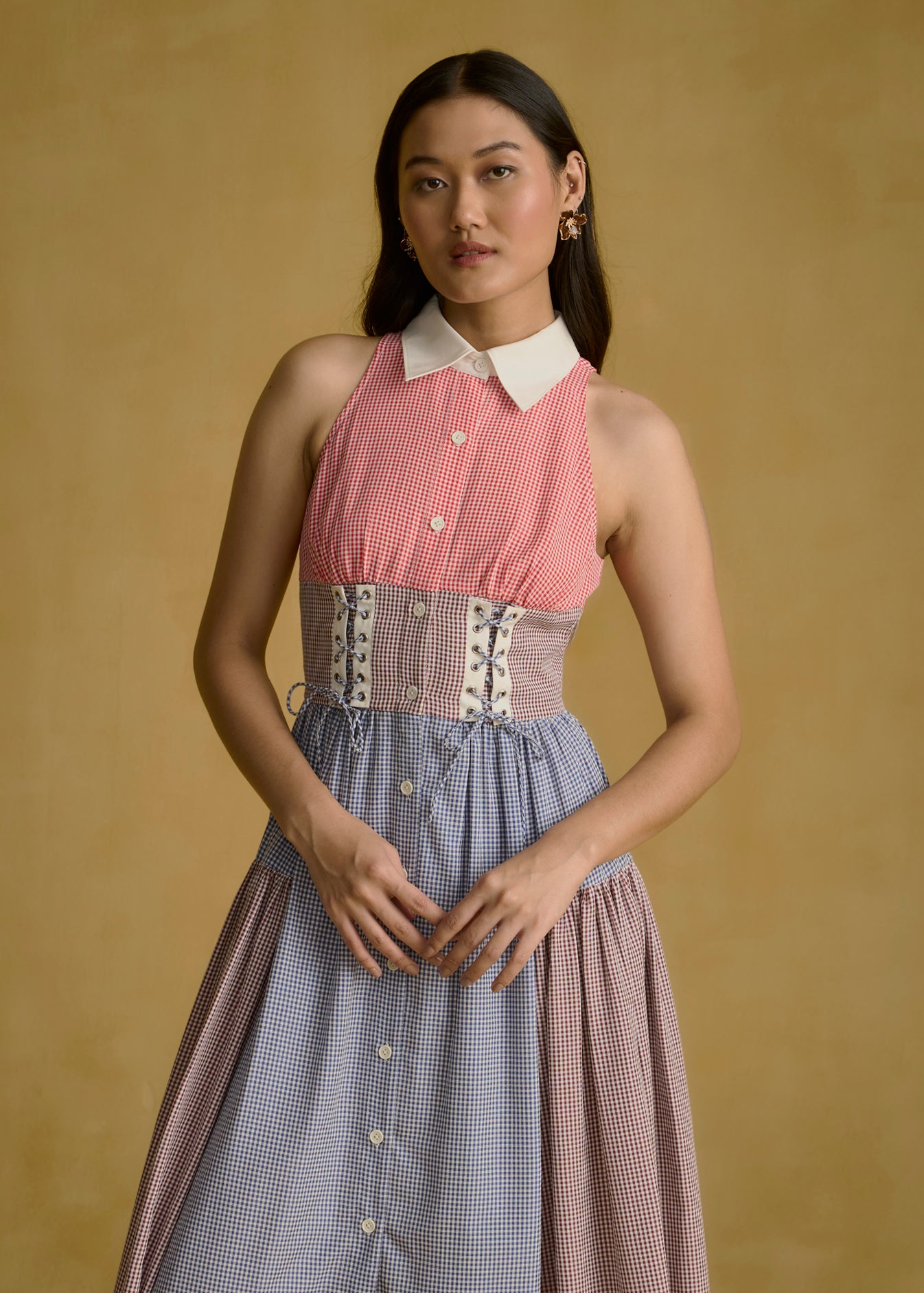 Halterneck Ghingham Midi Dress