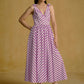 Pink Striped Midi Dress With V Neck