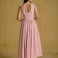 Pink Striped Midi Dress With V Neck
