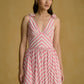 Pink Striped Midi Dress With V Neck