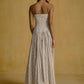 Strapless Striped Corset Dress With  Pleated Skirt