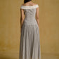 Off-Shoulder Corseted Midi Dress