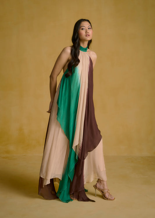 Asymmetrical Layered Halter Dress