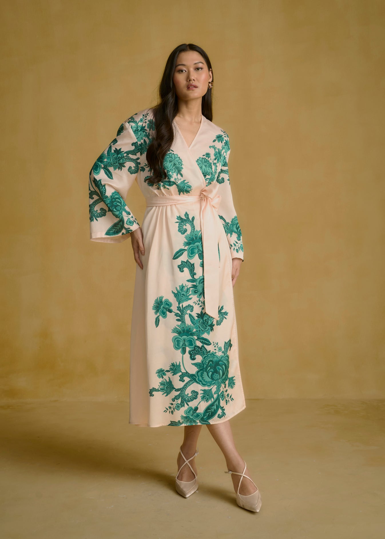 Floral Wrap Midi Dress