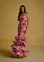 Ruched Floral Flounce Dress