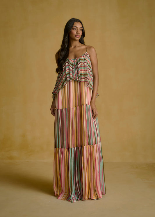 Striped Tiered Maxi Dress
