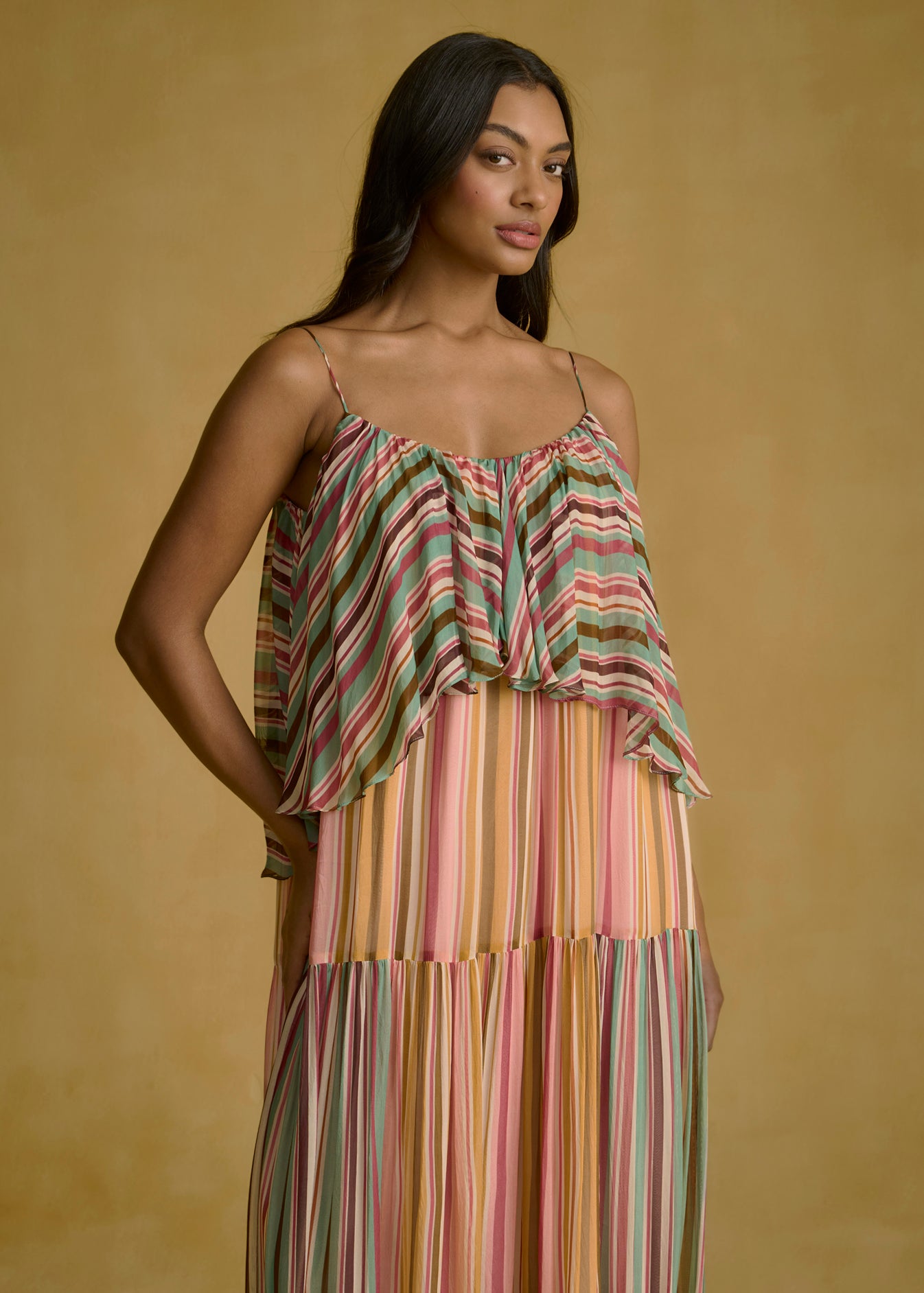 Striped Tiered Maxi Dress