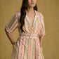 Printed Belted Midi Dress
