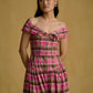 Off-Shoulder Bow Detail Plaid Dress