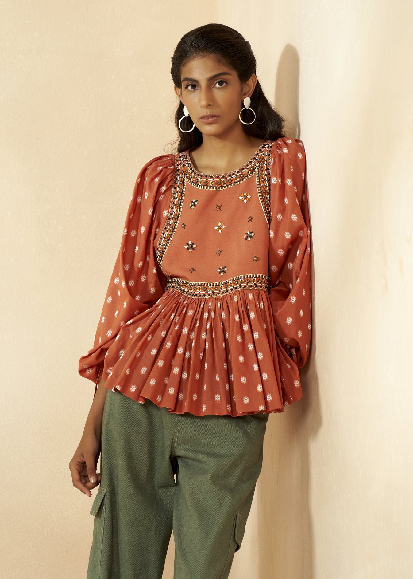 Printed Embroidered Blouse