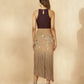 Floral Sequined Skirt With Tassel