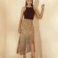Floral Sequined Skirt With Tassel