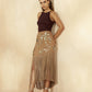 Floral Sequined Skirt With Tassel