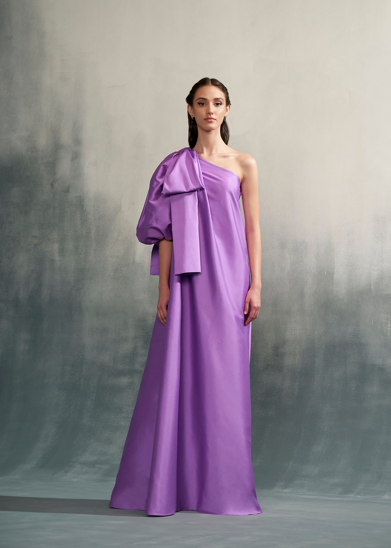 One Shoulder Maxi Dress With Bow