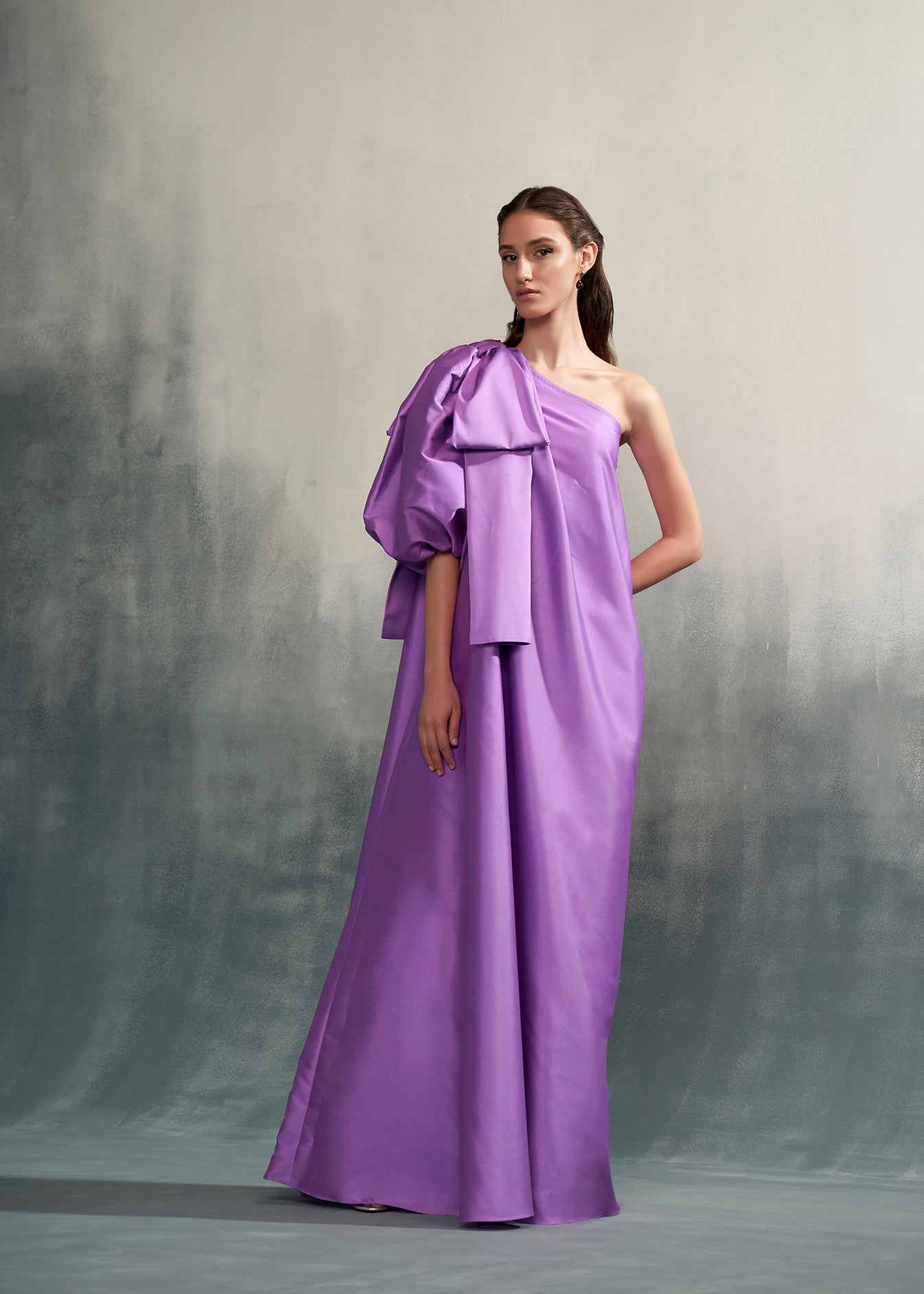 One Shoulder Maxi Dress With Bow