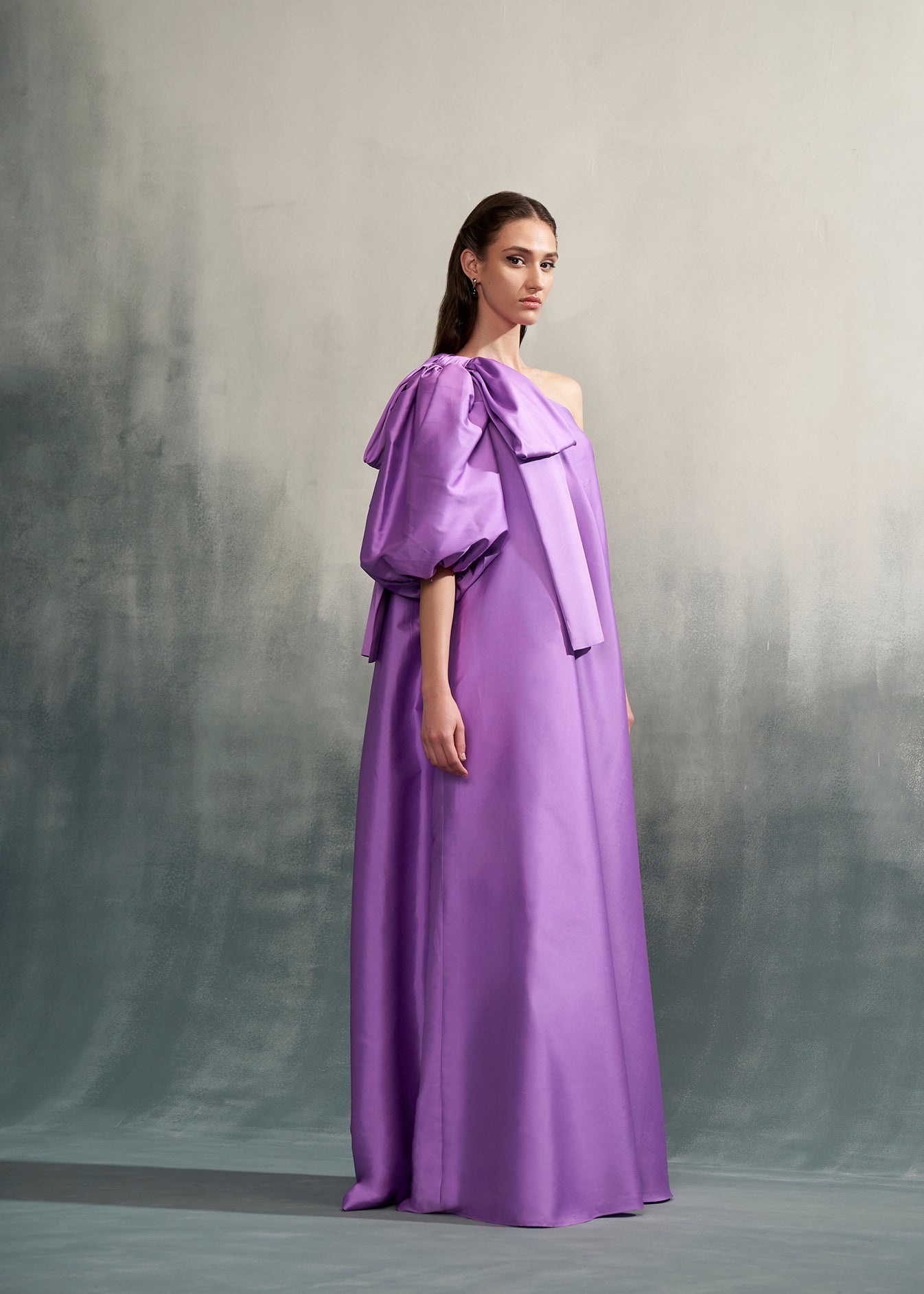 One Shoulder Maxi Dress With Bow
